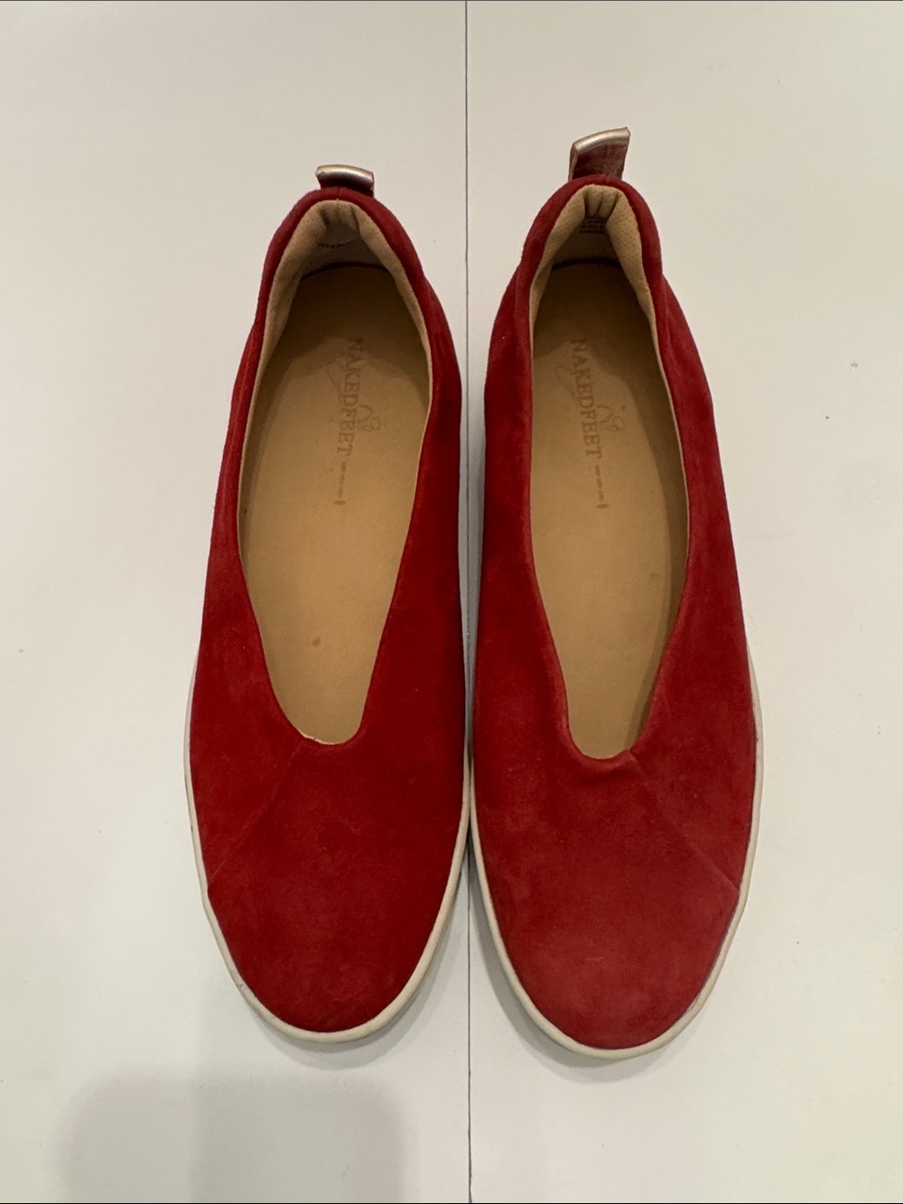 Naked Feet Red Suede Slip-On Mules